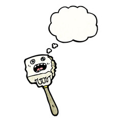 tofu on fork cartoon character