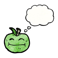 cartoon apple with thougth bubble