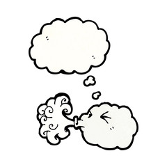 cute cartoon cloud with thought bubble