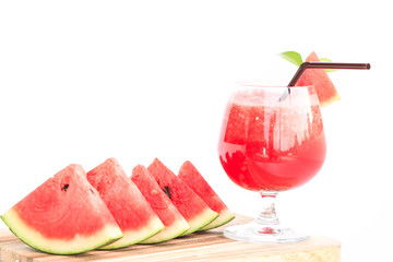 Water melon cocktail on white background
