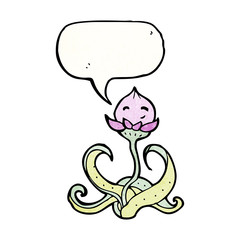 cartoon flower with speech bubble