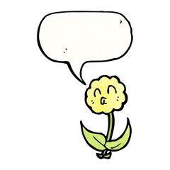 cartoon flower with speech bubble