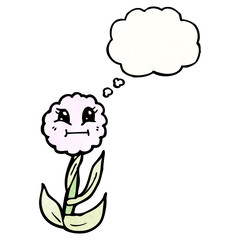 cartoon flower with thought bubble