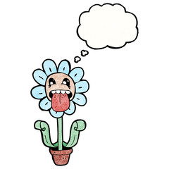 cartoon flower with thought bubble