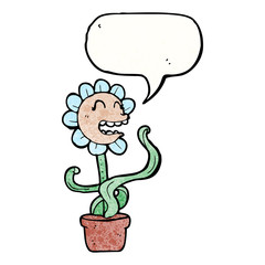 cartoon flower with speech bubble
