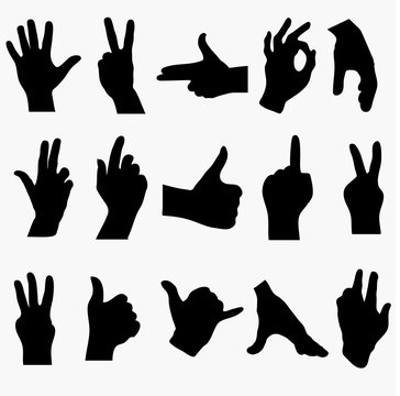 Hand silhouettes vector background