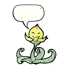 cartoon flower with speech bubble
