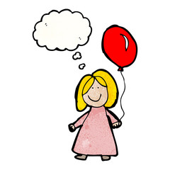 child's drawing of a girl with balloon