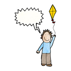 child's drawing of a boy flying a kite