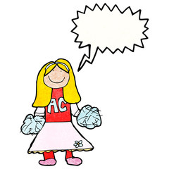 child's drawing of a cheerleader