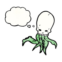 spooky tentacle skull monster cartoon