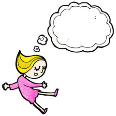 cartoon girl with thought bubble
