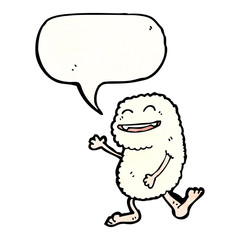 cartoon friendly monster with speech bubble
