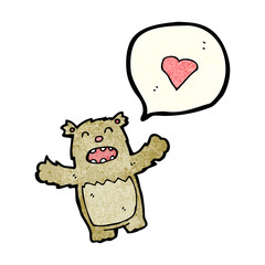 cartoon teddy bear with love heart