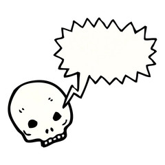 spooky skull symbol with speech bubble