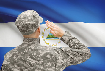 Soldier in hat facing national flag series - Nicaragua
