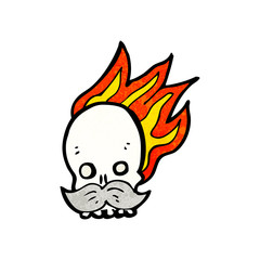 cartoon flaming skull