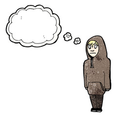 cartoon teenager in hooded top