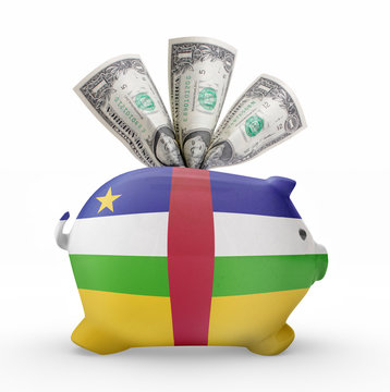 Piggy bank with the flag of Central African Republic .(series)