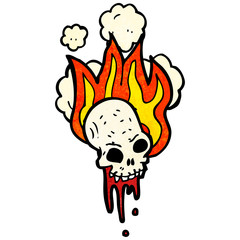flaming skull cartoon