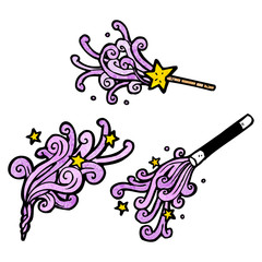 cartoon magic wands casting spells