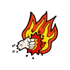 flaming fist punch cartoon