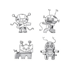 Set from four amusing mechanical little men.