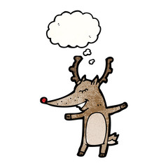 cartoon reindeer with thought bubble