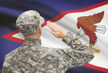 Soldier in hat facing national flag series - American Samoa