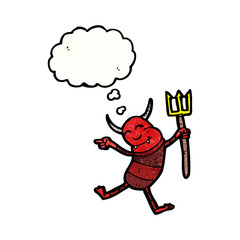 cartoon little devil with pitchfork
