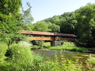 Fototapeta na wymiar Jagsttal, Brücke bei der Heinzenmühle