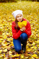 Girl with leaves