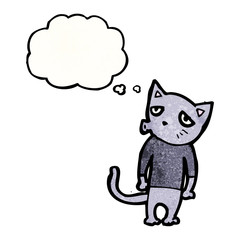 cartoon cat with thought bubble