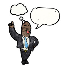 cartoon man explaining his idea