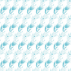Vector Blue Turkish Tulips Geometric Stripes Seamless Pattern