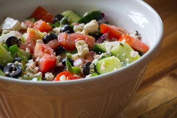 geek salad , cucumber, tomatoes and feta cheese 