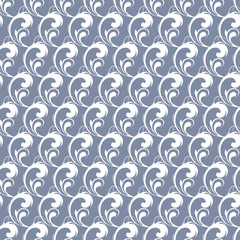 Vector Silver Gray Abstract Waves Swirls Seamless Pattern