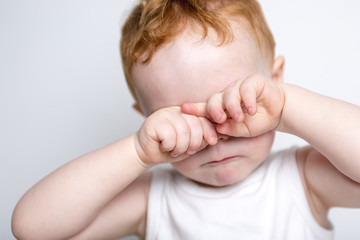 baby boy portrait over a isolated white background