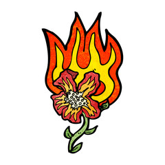 cartoon flaming flower