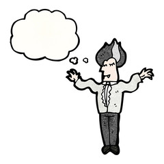 cartoon vampire with thought bubble