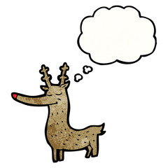 cartoon reindeer with thought bubble