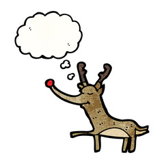 cartoon reindeer with thought bubble