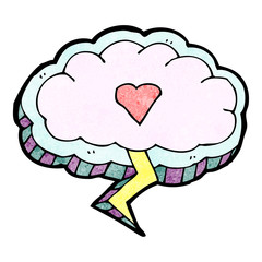 cartoon thunder cloud with love heart