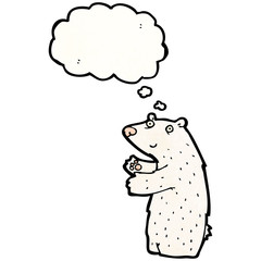 Obraz premium cartoon polar bear with thought bubble