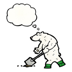 cartoon polar bear with thought bubble