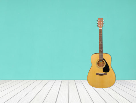 Guitar in blank empty room