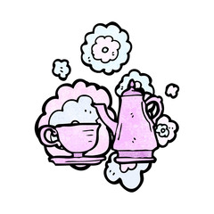 cartoon cup and coffee pot