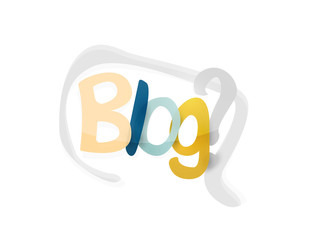 Blog word, drawn lettering typographic element