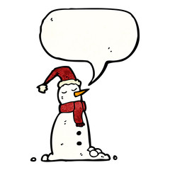 cartoon snowman with speech bubble