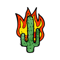 flaming cactus cartoon © lineartestpilot